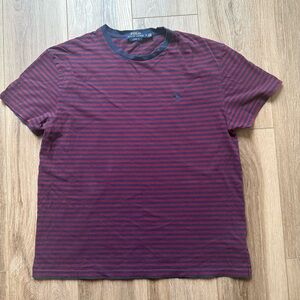 Polo by Ralph Lauren Men's Striped T-Shirt - Red and Blue size Medium